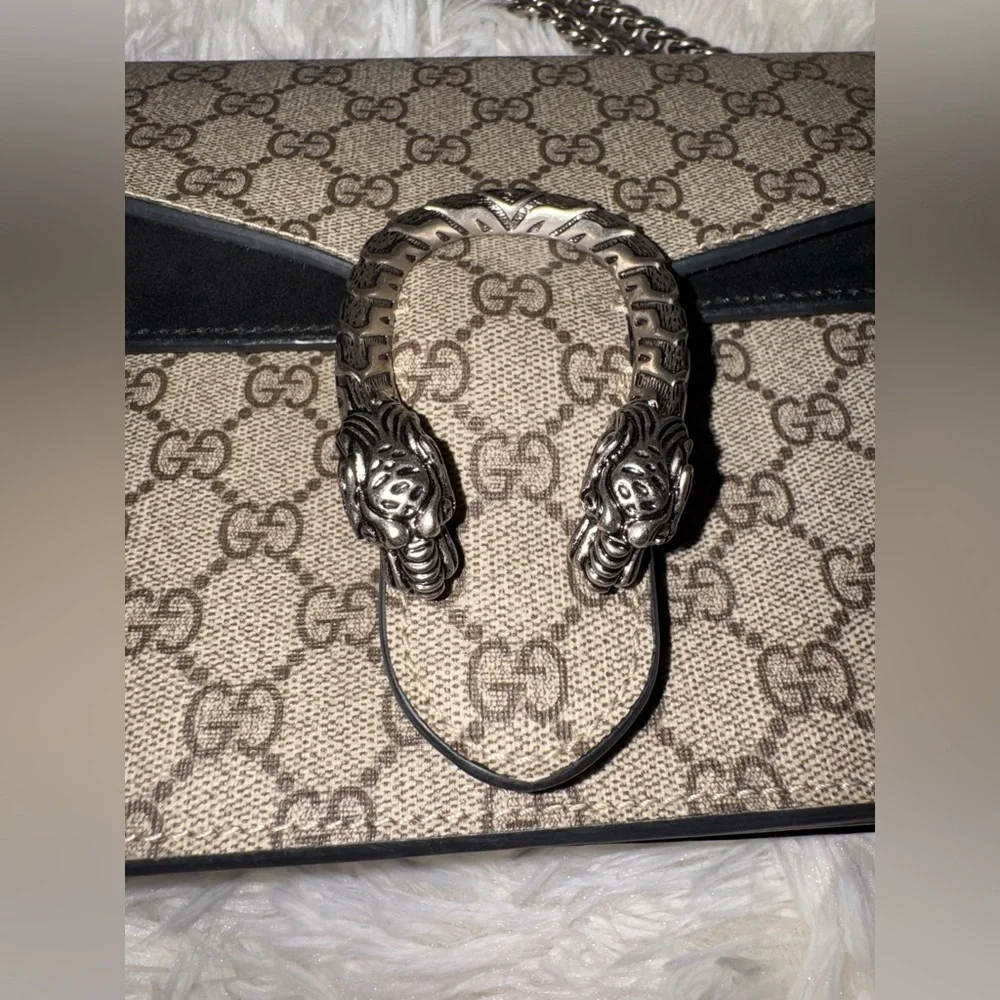 AUTHENTIC GUCCI Supreme dionysus medium black suede shoulder bag - Picture 5 of 9